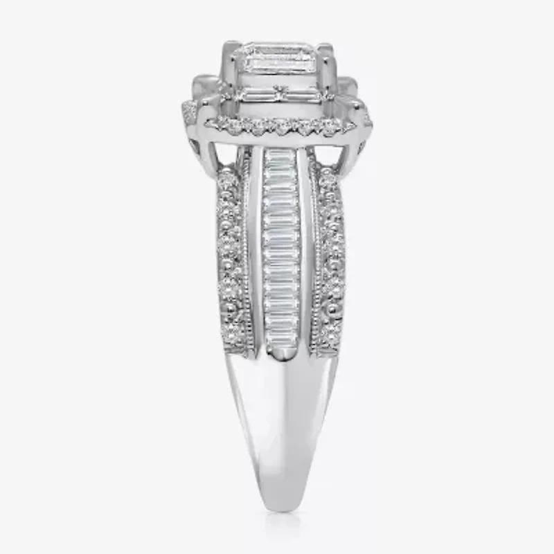 (I / I1) Womens 1 CT. T.W. Lab Grown White Diamond 10K Gold Side Stone Engagement Ring