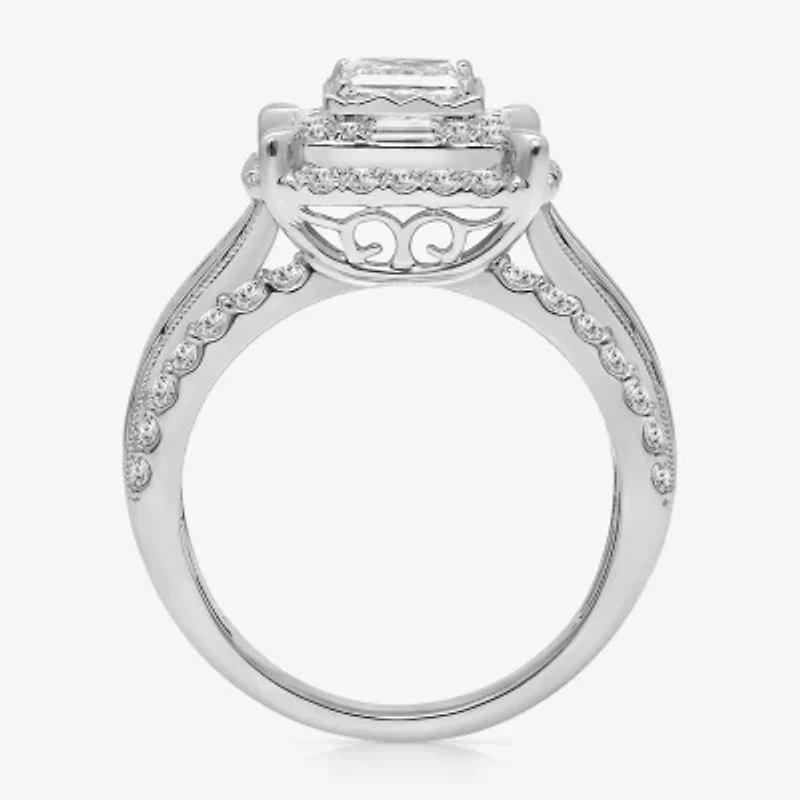 (I / I1) Womens 2 CT. T.W. Lab Grown White Diamond 10K Gold Side Stone Engagement Ring