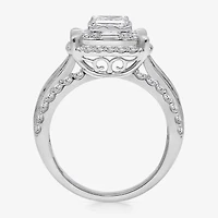 (I / I1) Womens 2 CT. T.W. Lab Grown White Diamond 10K Gold Side Stone Engagement Ring