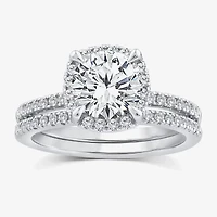 Signature By Modern Bride Womens 2 CT. T.W. Lab Grown White Diamond 10K Gold Round Side Stone Halo Bridal Set