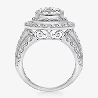 Womens 4 CT. T.W. White Diamond 10K Gold Pear Side Stone Halo Engagement Ring
