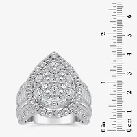 Womens 4 CT. T.W. White Diamond 10K Gold Pear Side Stone Halo Engagement Ring