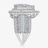 Womens 4 CT. T.W. White Diamond 10K Gold Pear Side Stone Halo Engagement Ring