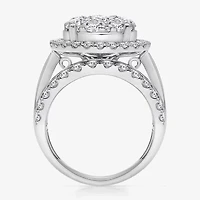 I / I1) Womens CT. T.W. Lab Grown White Diamond 10K Gold Round Side Stone Halo Engagement Ring