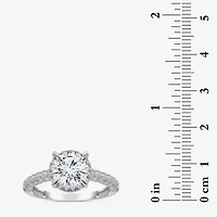 (I / I1) Womens 3 CT. T.W. Lab Grown White Diamond 10K Gold Round Side Stone Halo Engagement Ring