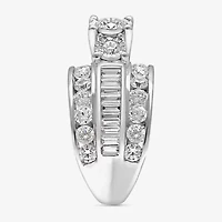 Love Lives Forever (I / I1) Womens 4 CT. T.W. Lab Grown White Diamond 10K Gold Round Side Stone 3-Stone Engagement Ring