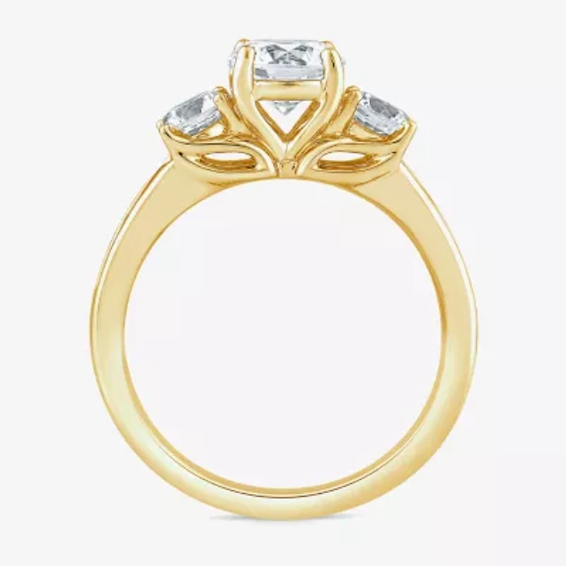 Love Lives Forever (G / Si1-Si2) Womens 2 CT. T.W. Lab Grown White Diamond 10K Gold Round Side Stone 3-Stone Engagement Ring