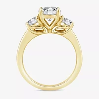 Love Lives Forever (G / Si1-Si2) Womens 3 CT. T.W. Lab Grown White Diamond 10K Gold Round Side Stone 3-Stone Engagement Ring