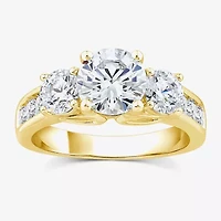 Love Lives Forever (G / Si1-Si2) Womens 3 CT. T.W. Lab Grown White Diamond 10K Gold Round Side Stone 3-Stone Engagement Ring