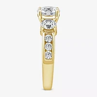 Love Lives Forever (G / Si1-Si2) Womens 3 CT. T.W. Lab Grown White Diamond 10K Gold Round Side Stone 3-Stone Engagement Ring