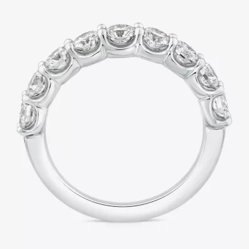 (G / Si1-Si2) Womens 5MM 1 1/2 CT. T.W. Lab Grown White Diamond 10K Gold Anniversary Wedding Band