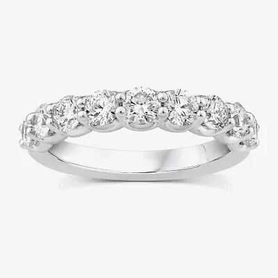 (G / Si1-Si2) Womens 5MM 1 1/2 CT. T.W. Lab Grown White Diamond 10K Gold Anniversary Wedding Band