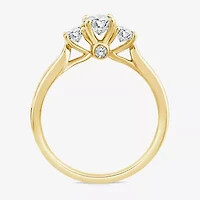 Love Lives Forever Lab Grown - (G / Si1-Si2) Womens 1 CT. T.W. White Diamond 10K Gold Oval Round Side Stone 3-Stone Engagement Ring