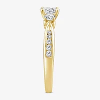 Love Lives Forever Lab Grown - (G / Si1-Si2) Womens 1 CT. T.W. White Diamond 10K Gold Oval Round Side Stone 3-Stone Engagement Ring