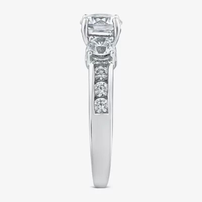 Love Lives Forever (G / Si1-Si2) Womens 2 CT. T.W. Lab Grown White Diamond 10K Gold Round Side Stone 3-Stone Engagement Ring