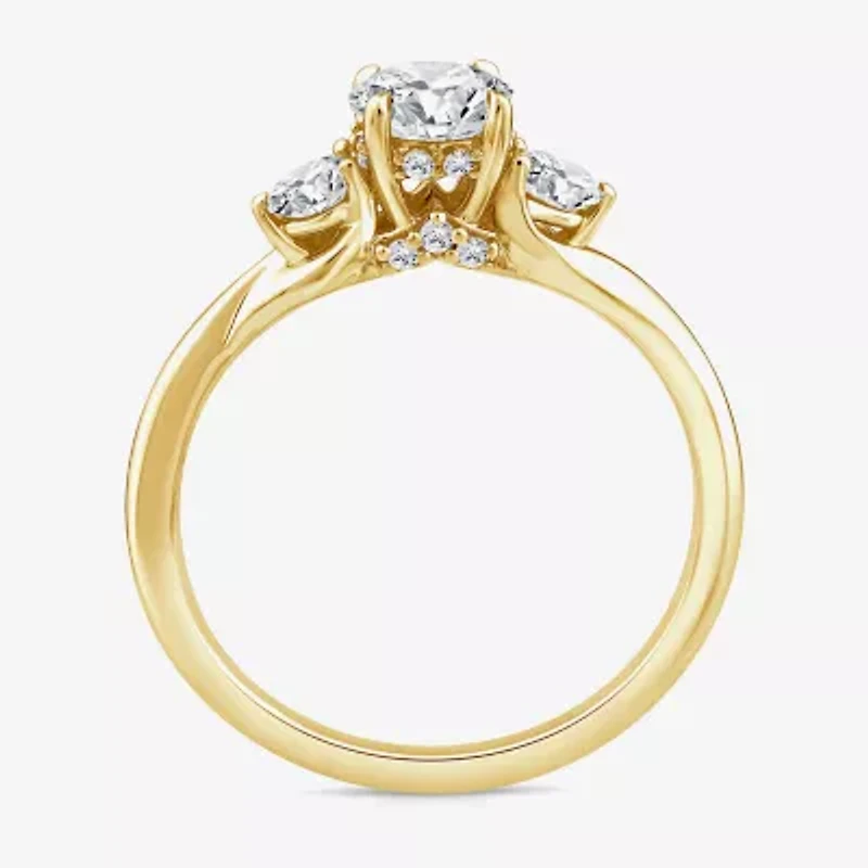 Love Lives Forever (G / Si1-Si2) Womens 1 CT. T.W. Lab Grown White Diamond 10K Gold Round 3-Stone Engagement Ring