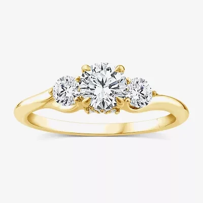 Love Lives Forever (G / Si1-Si2) Womens 1 CT. T.W. Lab Grown White Diamond 10K Gold Round 3-Stone Engagement Ring