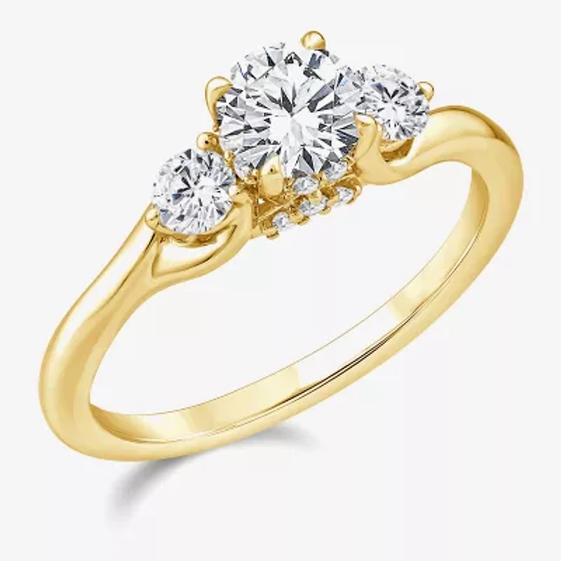 Love Lives Forever (G / Si1-Si2) Womens 1 CT. T.W. Lab Grown White Diamond 10K Gold Round 3-Stone Engagement Ring