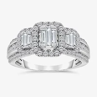 Love Lives Forever (I / I1) Womens 1 CT. T.W. Lab Grown White Diamond 10K Gold Side Stone 3-Stone Engagement Ring