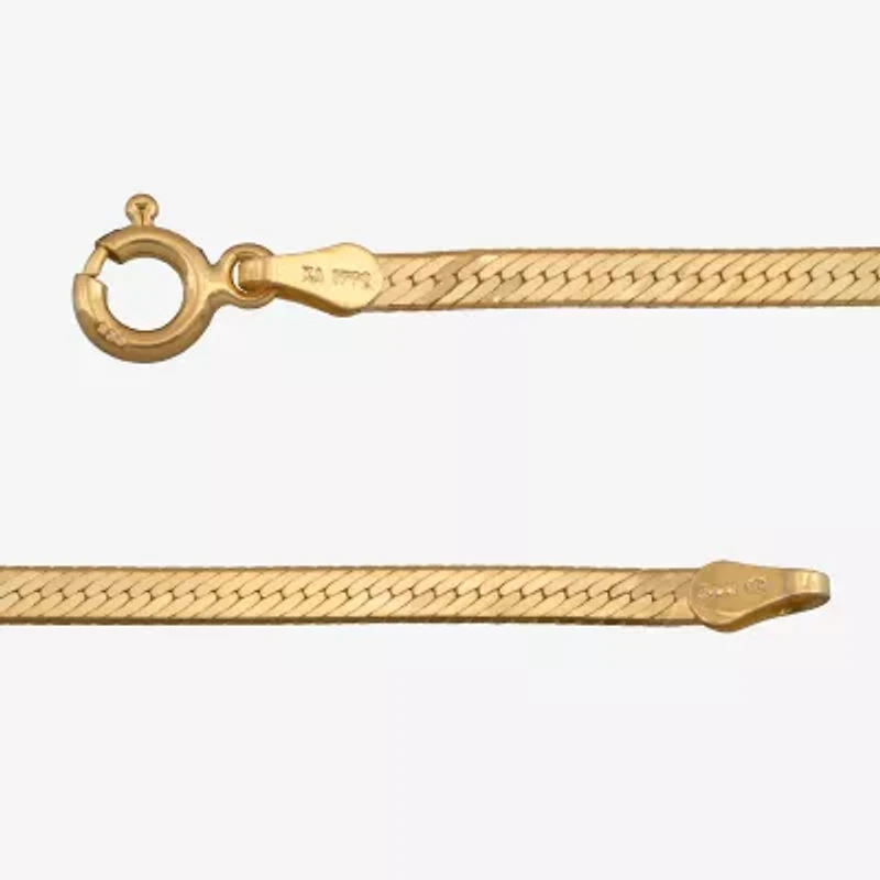 Made in Italy Womens 24K Gold Over Silver 20 Inch Herringbone Chain Necklace