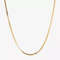 Made in Italy Womens 24K Gold Over Silver 20 Inch Herringbone Chain Necklace