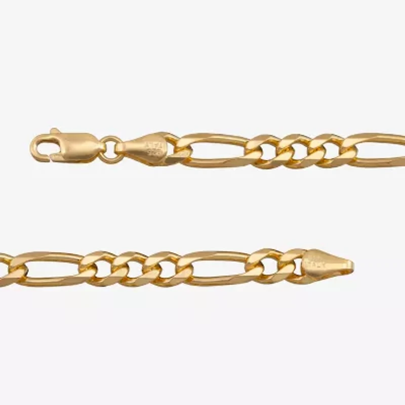 Made in Italy Mens 24K Gold Over Silver 24 Inch Figaro Chain Necklace