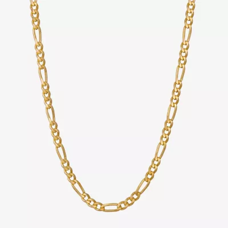 Made in Italy Mens 24K Gold Over Silver 24 Inch Figaro Chain Necklace