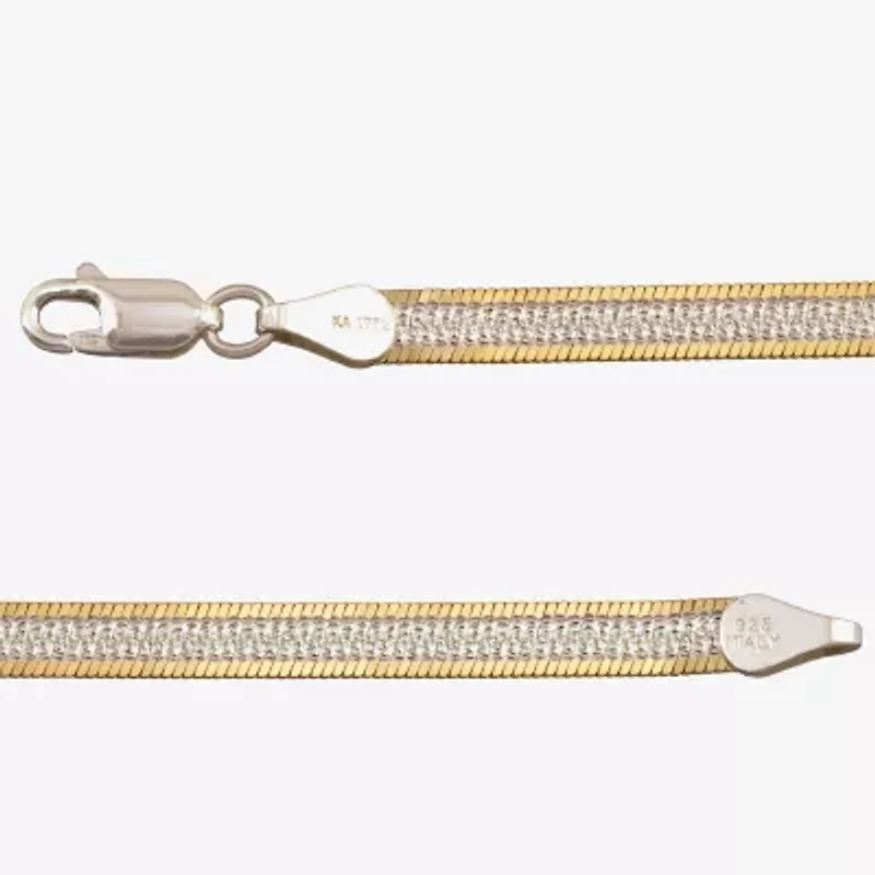 Made in Italy Womens 24K Gold Over Silver 18 Inch Herringbone Chain Necklace