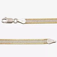 Made in Italy Womens 24K Gold Over Silver 18 Inch Herringbone Chain Necklace