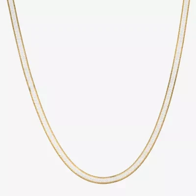 Made in Italy Womens 24K Gold Over Silver 18 Inch Herringbone Chain Necklace