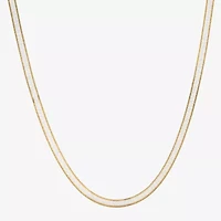 Made in Italy Womens 24K Gold Over Silver 18 Inch Herringbone Chain Necklace
