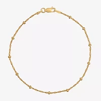 Womens 24K Gold Over Silver 9 Inch Solid Singapore Ankle Bracelet