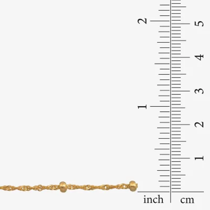 Womens 24K Gold Over Silver 9 Inch Solid Singapore Ankle Bracelet
