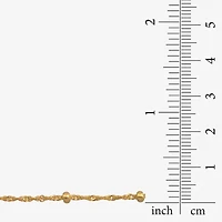 Womens 24K Gold Over Silver 9 Inch Solid Singapore Ankle Bracelet