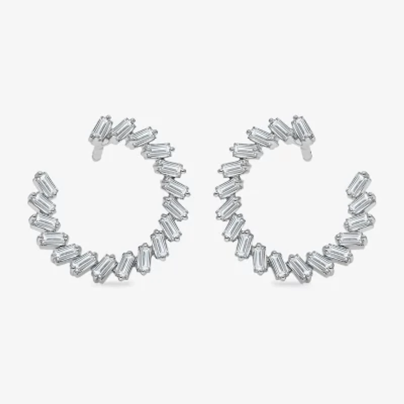 (I1/ I) Womens 1/2 CT. T.W. Lab Grown White Diamond Sterling Silver 14.7mm Circle Hoop Earrings