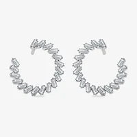 (I1/ I) Womens 1/2 CT. T.W. Lab Grown White Diamond Sterling Silver 14.7mm Circle Hoop Earrings