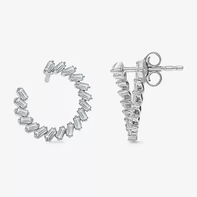 (I1/ I) Womens 1/2 CT. T.W. Lab Grown White Diamond Sterling Silver 14.7mm Circle Hoop Earrings