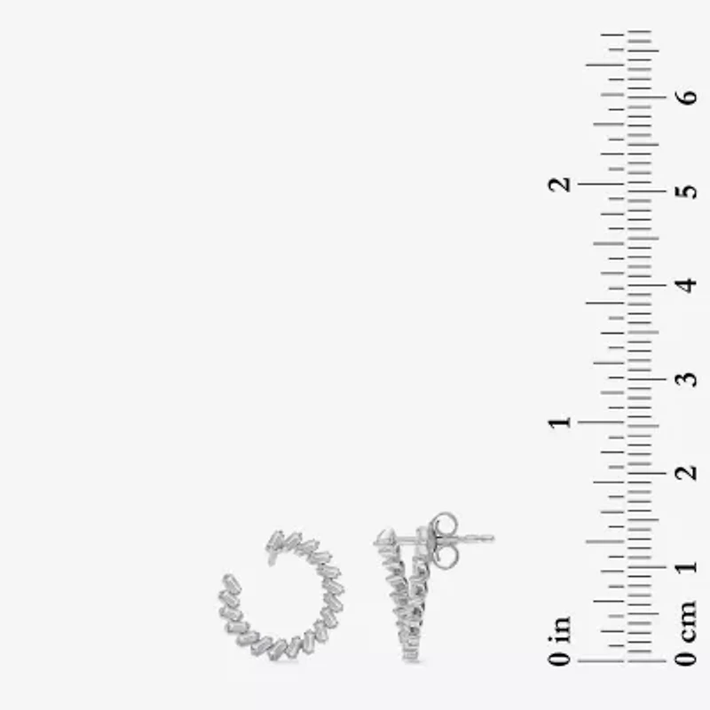 (I1/ I) Womens 1/2 CT. T.W. Lab Grown White Diamond Sterling Silver 14.7mm Circle Hoop Earrings