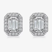 (I1/ I) 1/3 CT. T.W. Lab Grown White Diamond Sterling Silver 8.1mm Rectangular Stud Earrings