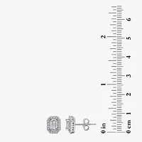 (I1/ I) 1/3 CT. T.W. Lab Grown White Diamond Sterling Silver 8.1mm Rectangular Stud Earrings