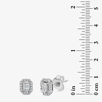 (I1/ I) 1/5 CT. Lab Grown White Diamond Sterling Silver 6.8mm Rectangular Stud Earrings