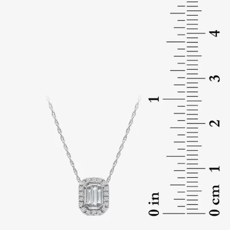 (I1/ I ) Womens 1/5 CT. Lab Grown White Diamond Sterling Silver Rectangular 18 Inch Pendant Necklace