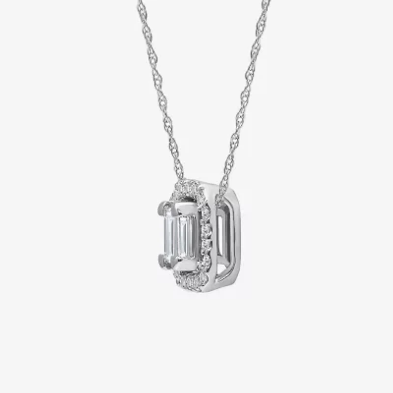 (I1/ I ) Womens 1/5 CT. Lab Grown White Diamond Sterling Silver Rectangular 18 Inch Pendant Necklace
