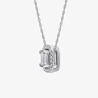 (I1/ I ) Womens 1/5 CT. Lab Grown White Diamond Sterling Silver Rectangular 18 Inch Pendant Necklace