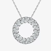 (I1/ I) Womens 1/2 CT. T.W. Lab Grown White Diamond Sterling Silver Circle 18 Inch Pendant Necklace