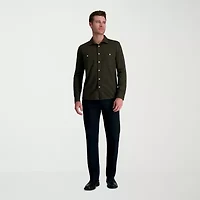 Haggar Wrinkle Free Performance Khaki Mens Comfort Waistband Straight Fit Flat Front Pant
