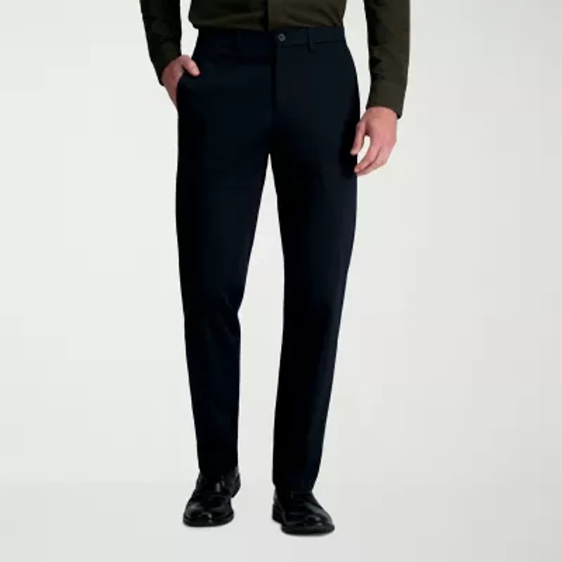 Haggar Wrinkle Free Performance Khaki Mens Comfort Waistband Straight Fit Flat Front Pant