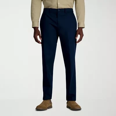 Haggar Wrinkle Free Performance Khaki Mens Comfort Waistband Straight Fit Flat Front Pant