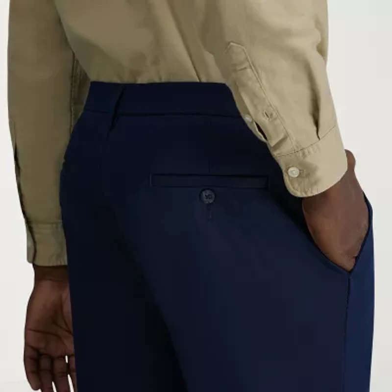 Haggar Wrinkle Free Performance Khaki Mens Comfort Waistband Straight Fit Flat Front Pant