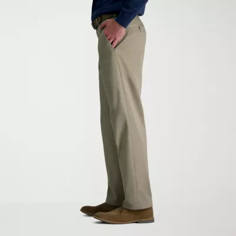 Haggar Wrinkle Free Performance Khaki Mens Classic Fit Flat Front Pant